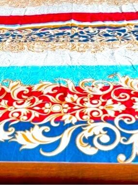 Luxurious Red and Blue flat sheet